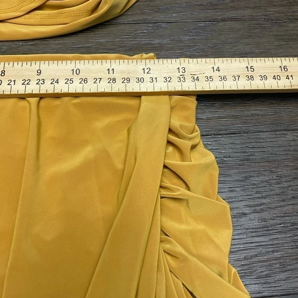 Fashion Nova Mustard Gold Yellow Two Piece Dress skirt set crop top